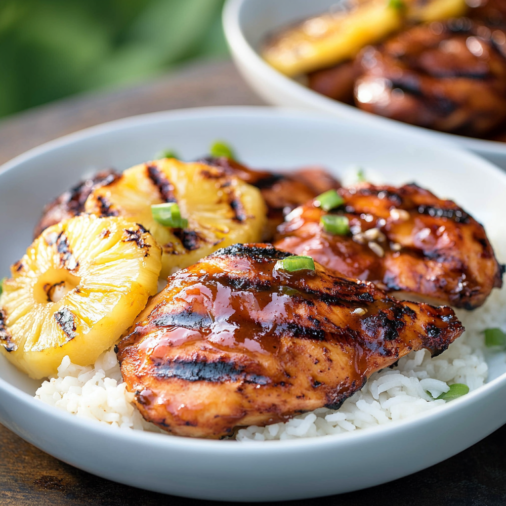 Home 2 Hawaiian BBQ chicken recipe grilled with pineapple