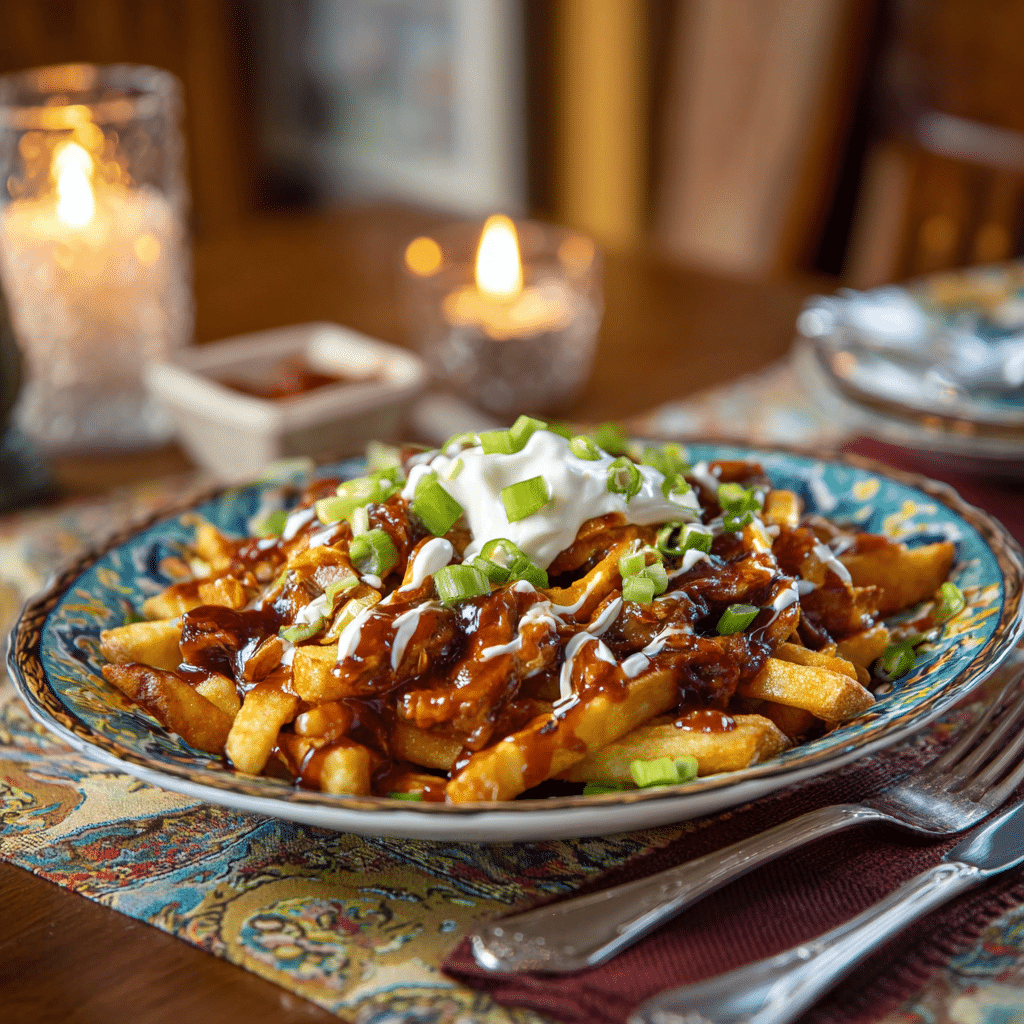 Barbecue Fries Recipe That’s Loaded, Cheesy, and Crave-Worthy 12 Plate of barbecue fries ready to eat