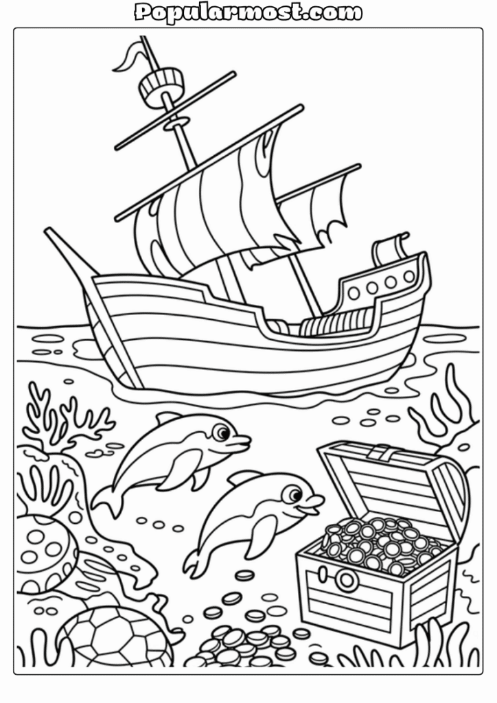 Ocean Coloring Page 11-Ocean-Coloring-Page-Sunken-Pirate-Ship