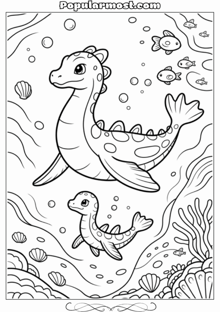 pokemon coloring pages 12-Pokemon-Coloring-Pages-Lapras-swimming-in-the-ocean-with-baby-Lapras