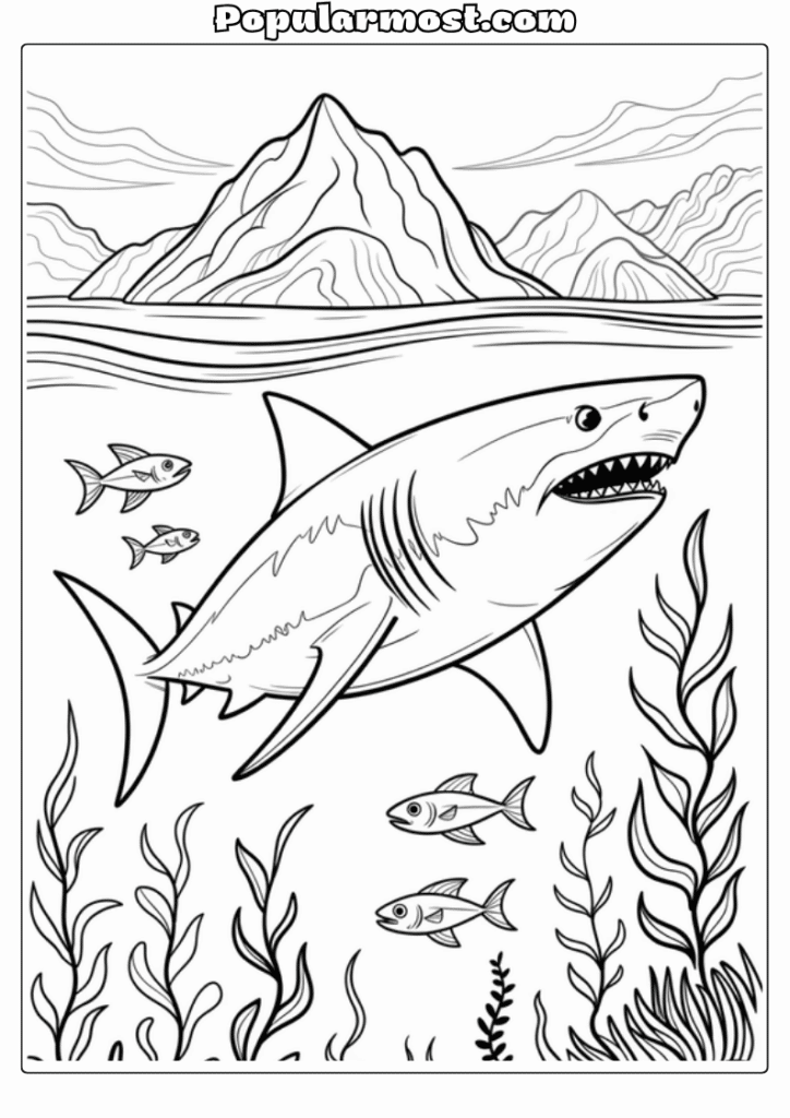 Ocean Coloring Page 13-Ocean-Coloring-Page-Great-White-Shark