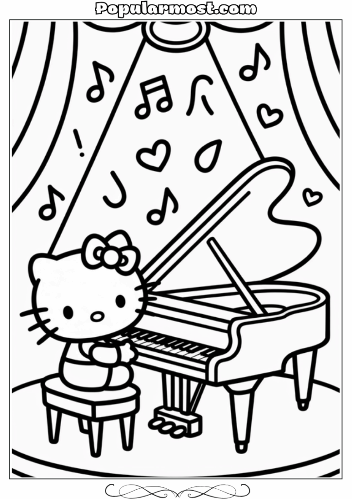hello kitty coloring pages 14-Hello-Kitty-Coloring-Pages-–-Hello-Kitty-playing-the-piano-on-stage