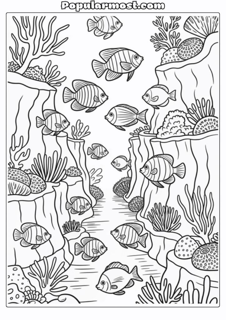 Ocean Coloring Page 15-Ocean-Coloring-Page-Tropical-Fish-in-Coral-Canyon