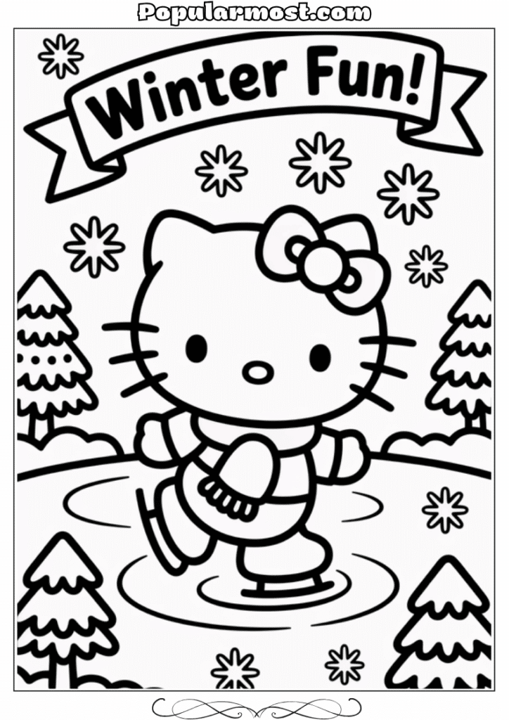 hello kitty coloring pages 16-Hello-Kitty-Coloring-Pages-–-Hello-Kitty-ice-skating-on-a-frozen-pond