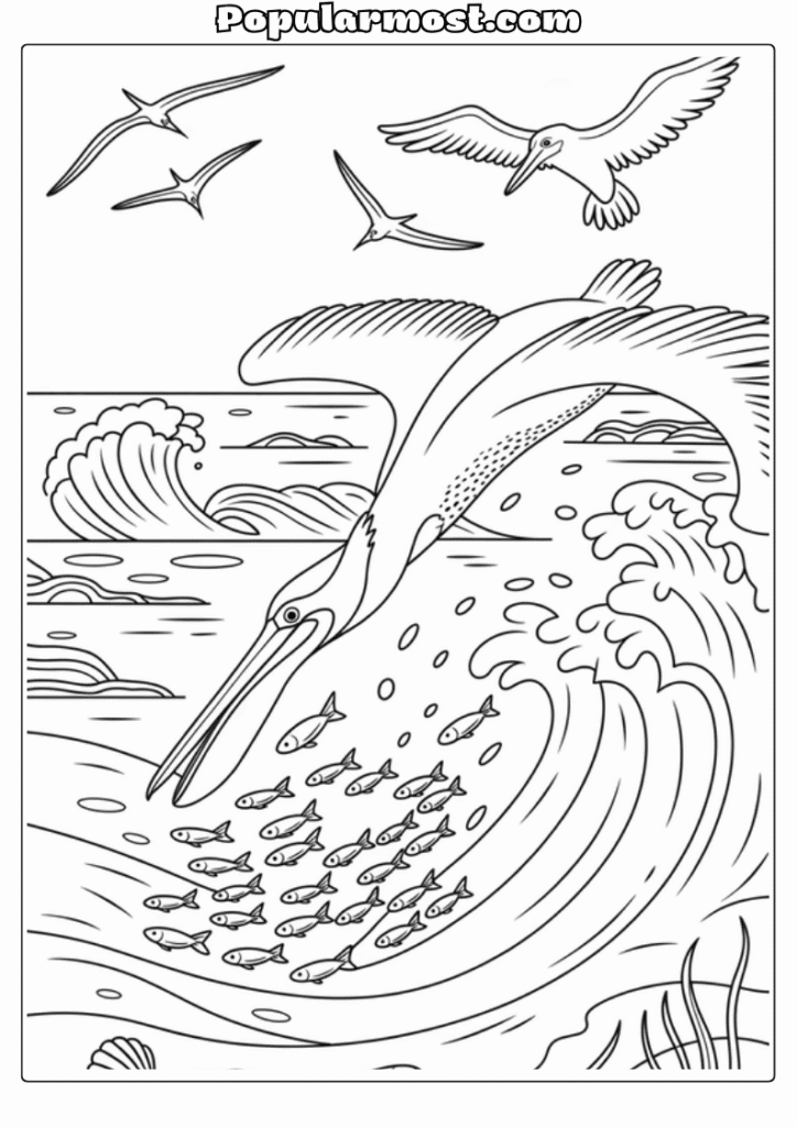 Ocean Coloring Page 16-Ocean-Coloring-Page-Pelican-Diving-for-Fish