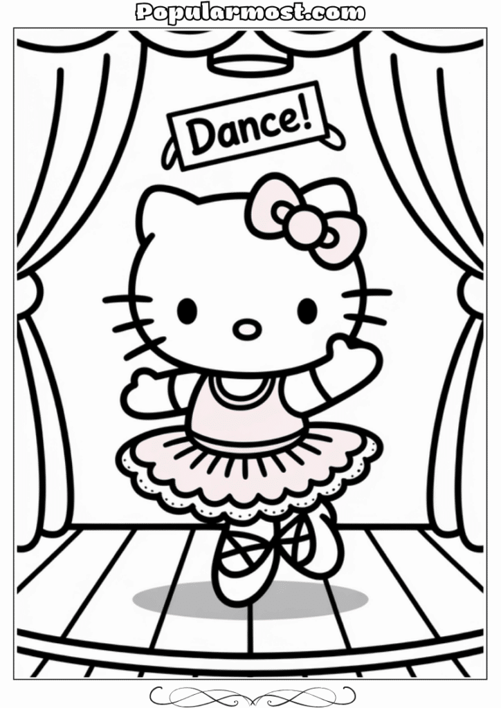 hello kitty coloring pages 17-Hello-Kitty-Coloring-Pages-–-Hello-Kitty-as-a-ballerina-dancing-on-stage