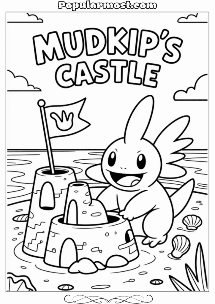 pokemon coloring pages 22-Pokemon-Coloring-Pages-Mudkip-building-a-sandcastle