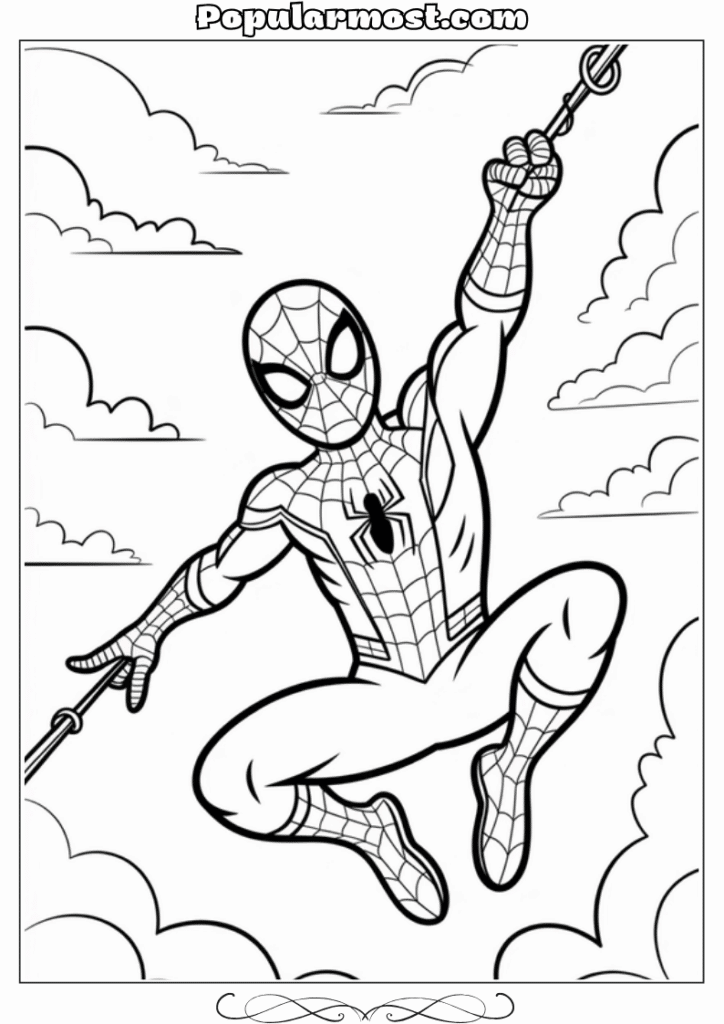 spiderman coloring pages 23-Spiderman-Coloring-Pages-Spider-Man-balancing-on-a-telephone-wire