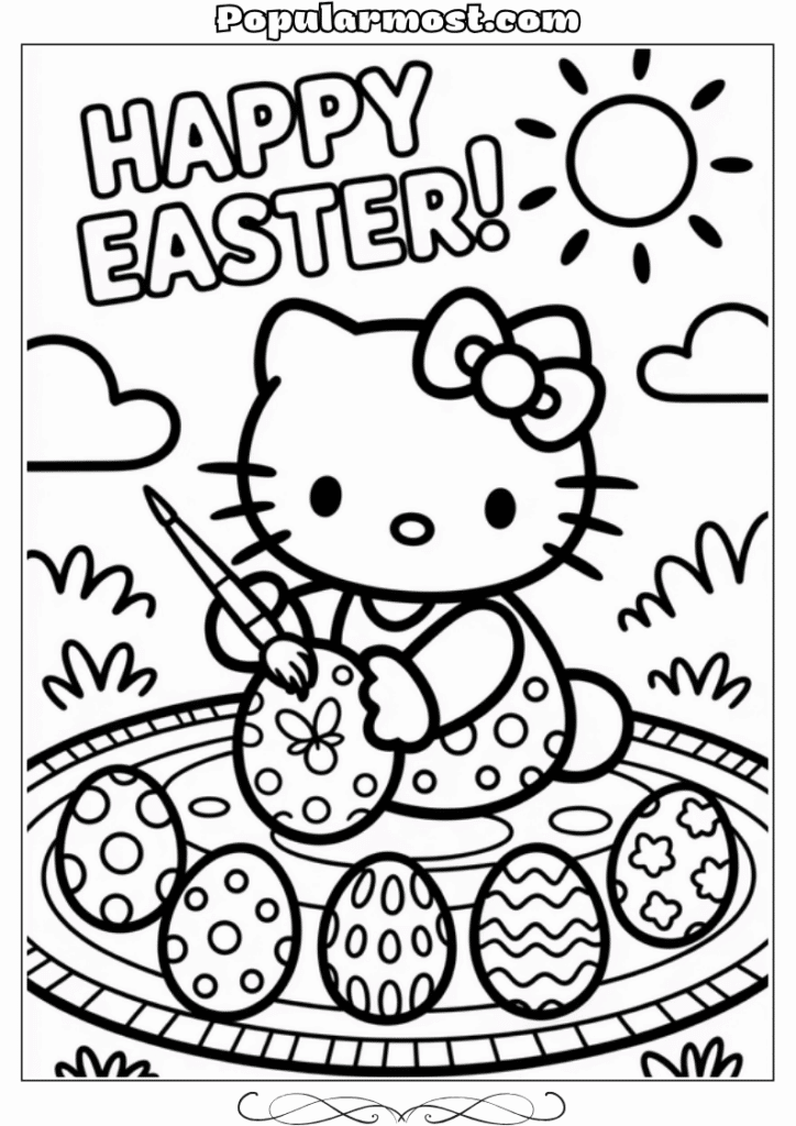 hello kitty coloring pages 24-Hello-Kitty-Coloring-Pages-–-Hello-Kitty-painting-Easter-eggs