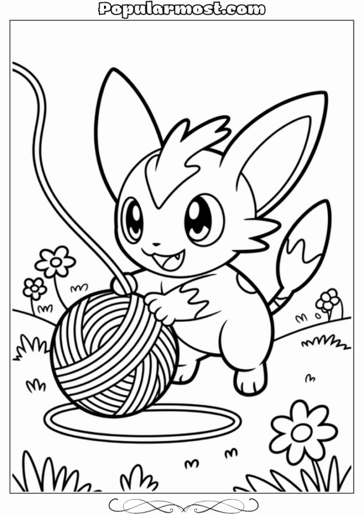pokemon coloring pages 26-Pokemon-Coloring-Pages-Shinx-playing-with-a-ball-of-yarn