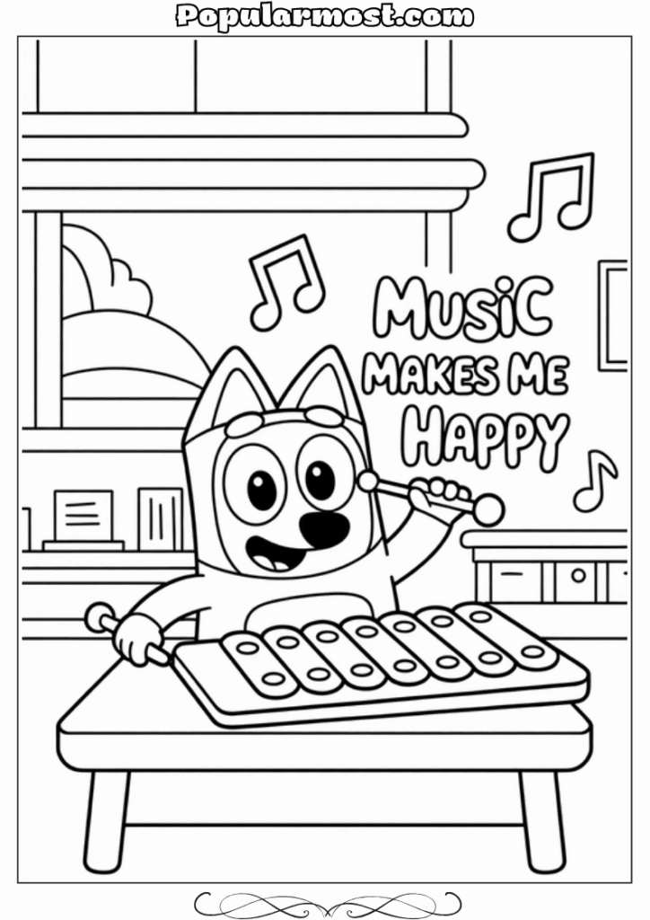 bluey coloring pages 3-Bluey-playing-the-xylophone-in-a-music-class-Bluey-Coloring-Pages