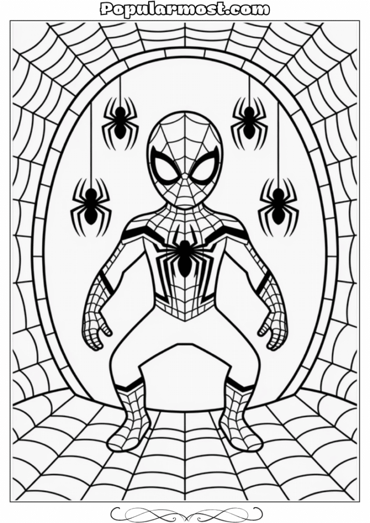 spiderman coloring pages 32-Spiderman-Coloring-Pages-Spider-Man-inside-a-spider-themed-lair