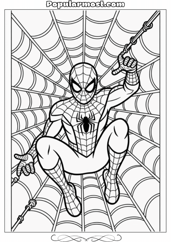 spiderman coloring pages 35-Spiderman-Coloring-Pages-Spider-Man-creating-a-web-mural