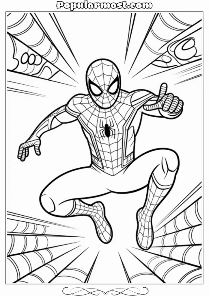 spiderman coloring pages 36-Spiderman-Coloring-Pages-Spider-Man-with-spider-sense-tingling-near-danger
