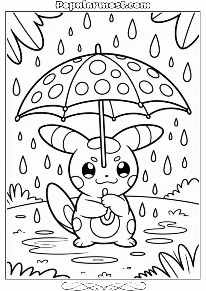 pokemon coloring pages 37-Pokemon-Coloring-Pages-Sobble-crying-in-the-rain-with-an-umbrella