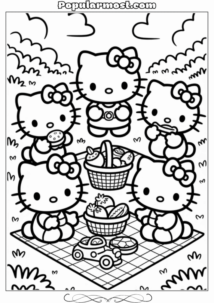 hello kitty coloring pages 4-Hello-Kitty-Coloring-Pages-–-Hello-Kitty-having-a-picnic-with-her-friends