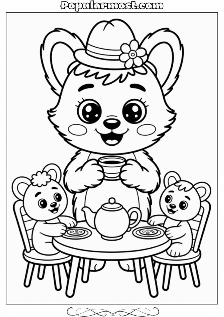 Little Fuzzy Coloring Pages 6-Little-Fuzzy-Tea-Time-Coloring-Page