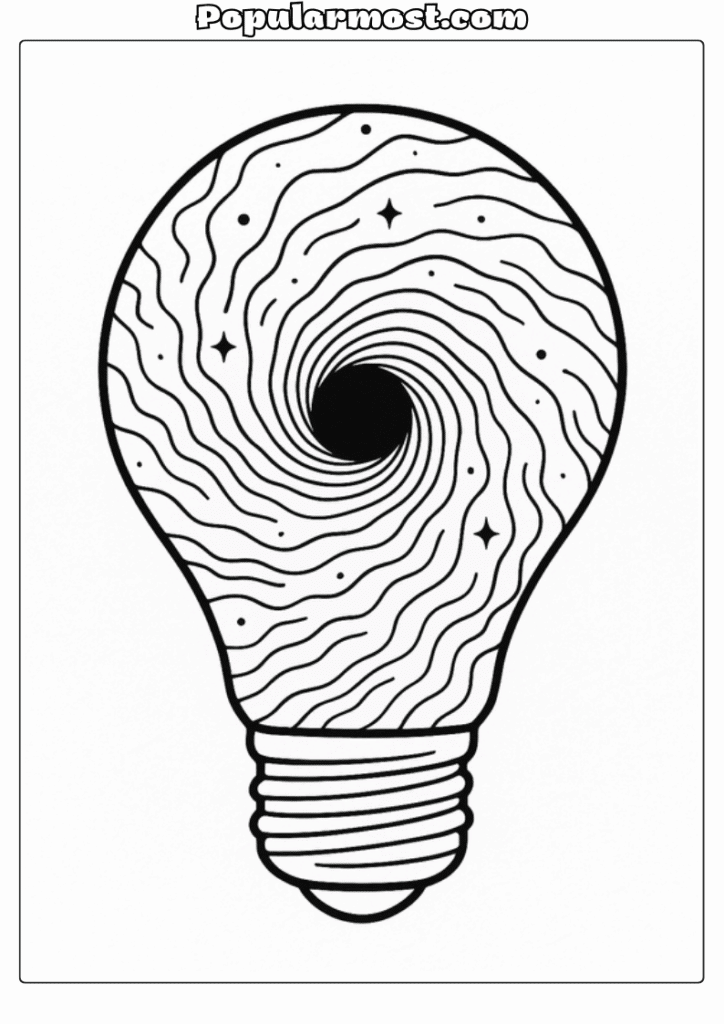 Light bulb galaxy art Coloring pages 7-Black-Hole-Vortex-Light-Bulb-Galaxy-Coloring-Page