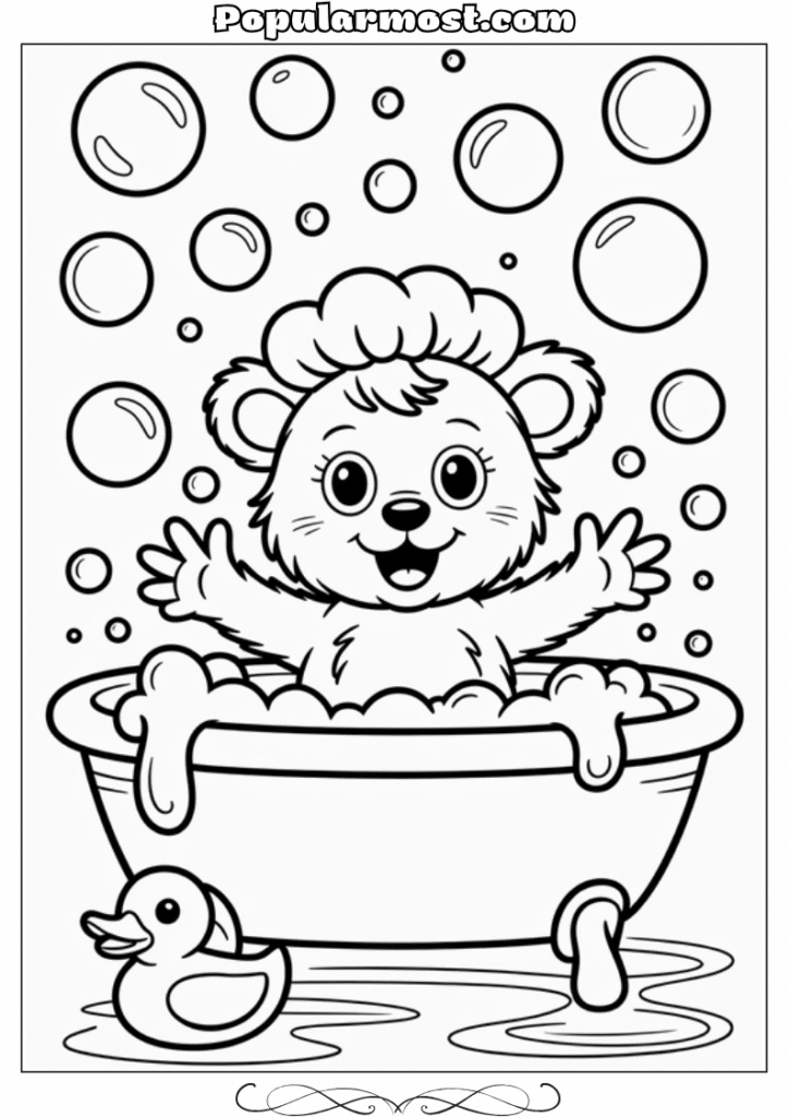 Little Fuzzy Coloring Pages 8-Little-Fuzzy-Bath-Time-Coloring-Page