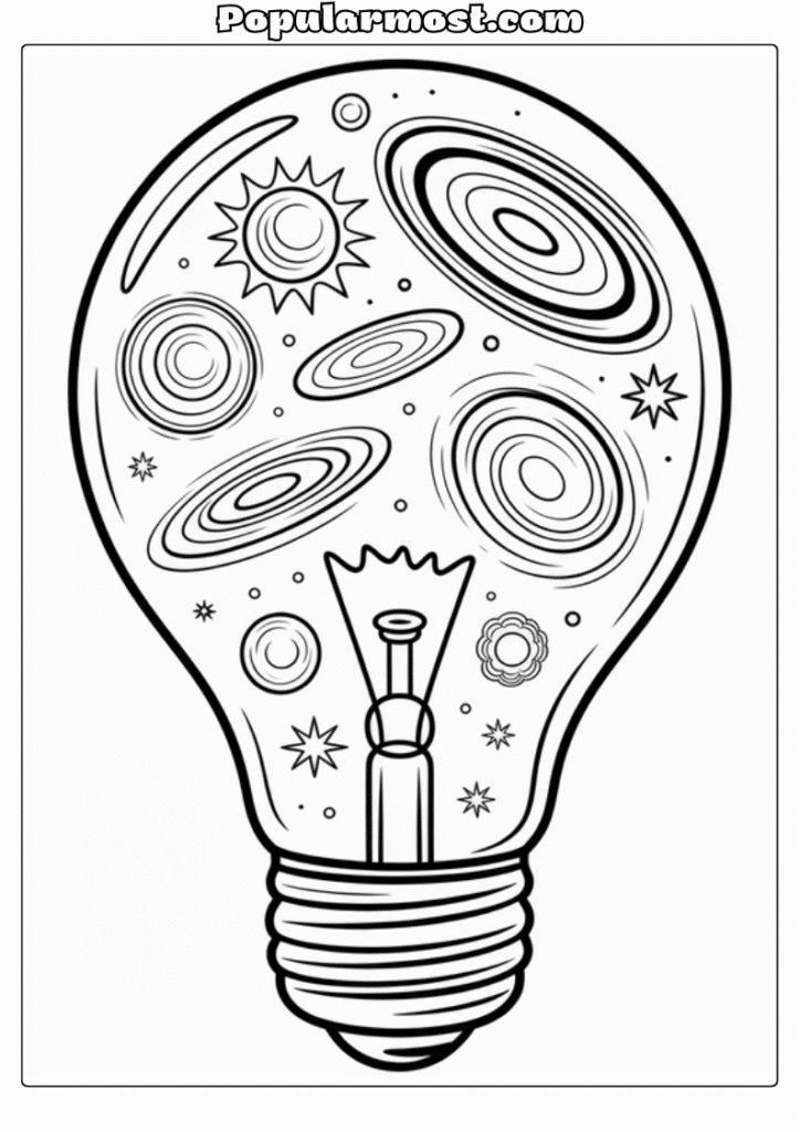 Light bulb galaxy art Coloring pages 9-Multiple-Galaxies-Light-Bulb-Galaxy-Coloring-Page