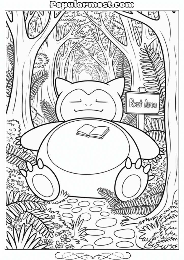 pokemon coloring pages 9-Pokemon-Coloring-Pages-Snorlax-blocking-a-forest-path