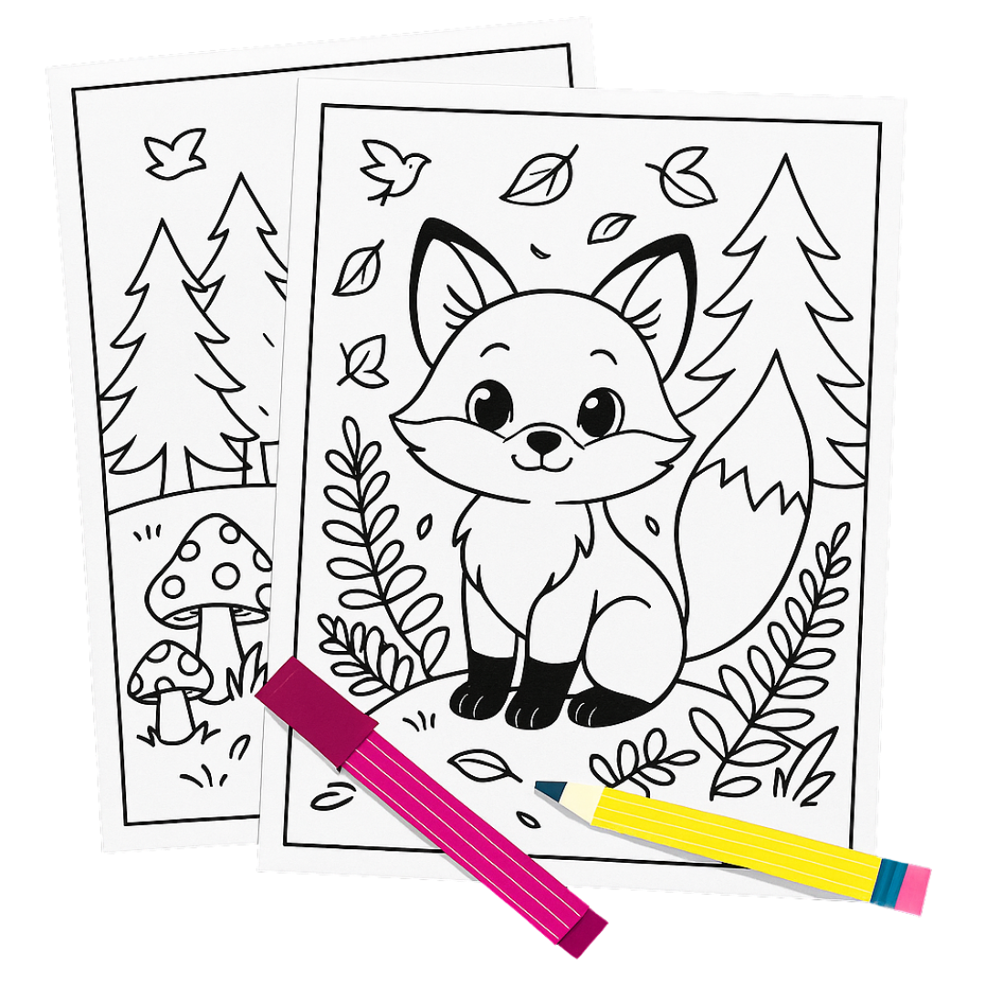 Home 8 Fox Coloring page transparent