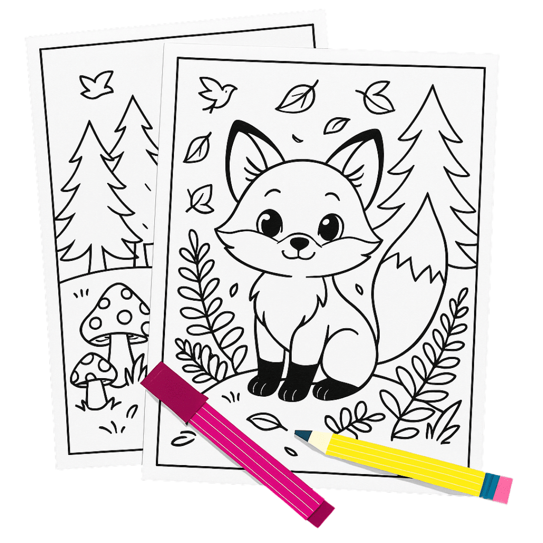 Home 2 Home page coloring a fox