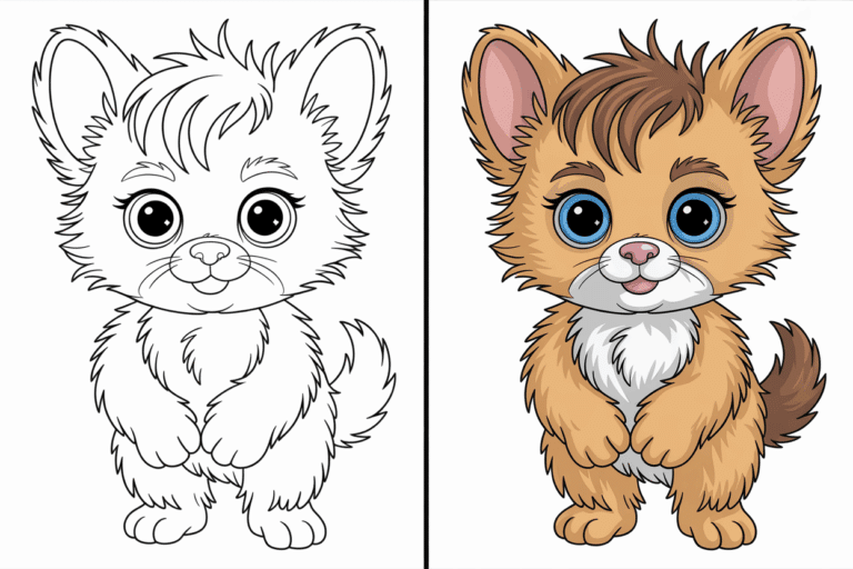 Cute Little Fuzzy coloring pages, printable for kids and adults